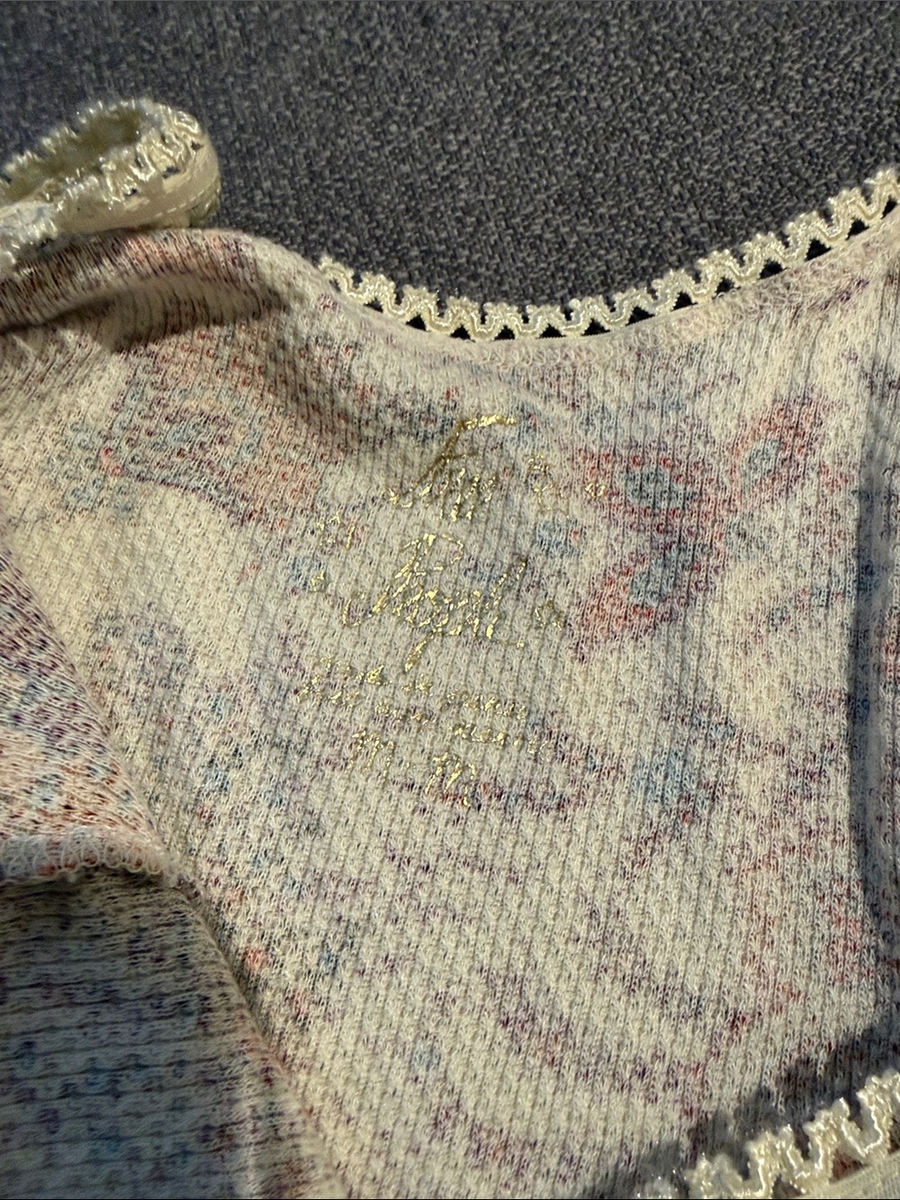 Free people vintage Knit tank Cream Base with Multicolor Floral Print - Picture 3 of 6